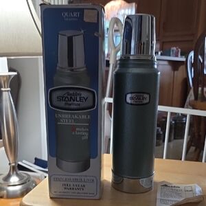 Stanley Classic Green Thermos with Silver Accents